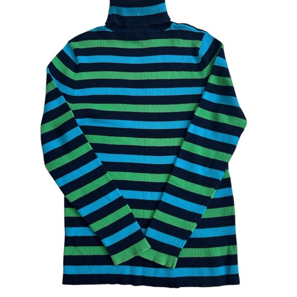 Lauren Ralph Lauren Striped Cowl Sweater - Black, Blue, and Green - Picture 3 of 7